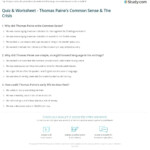 Quiz Worksheet Thomas Paine s Common Sense The Crisis Study