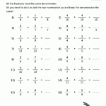 Read Free Adding Fractions With Same Denominator Worksheet Vcon
