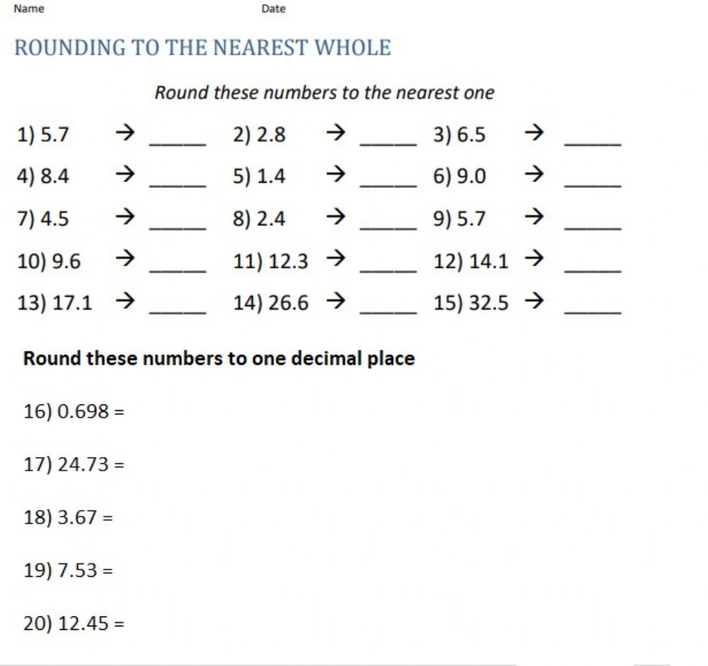  Rounding Decimals Printable Worksheets Free Download Gambr co