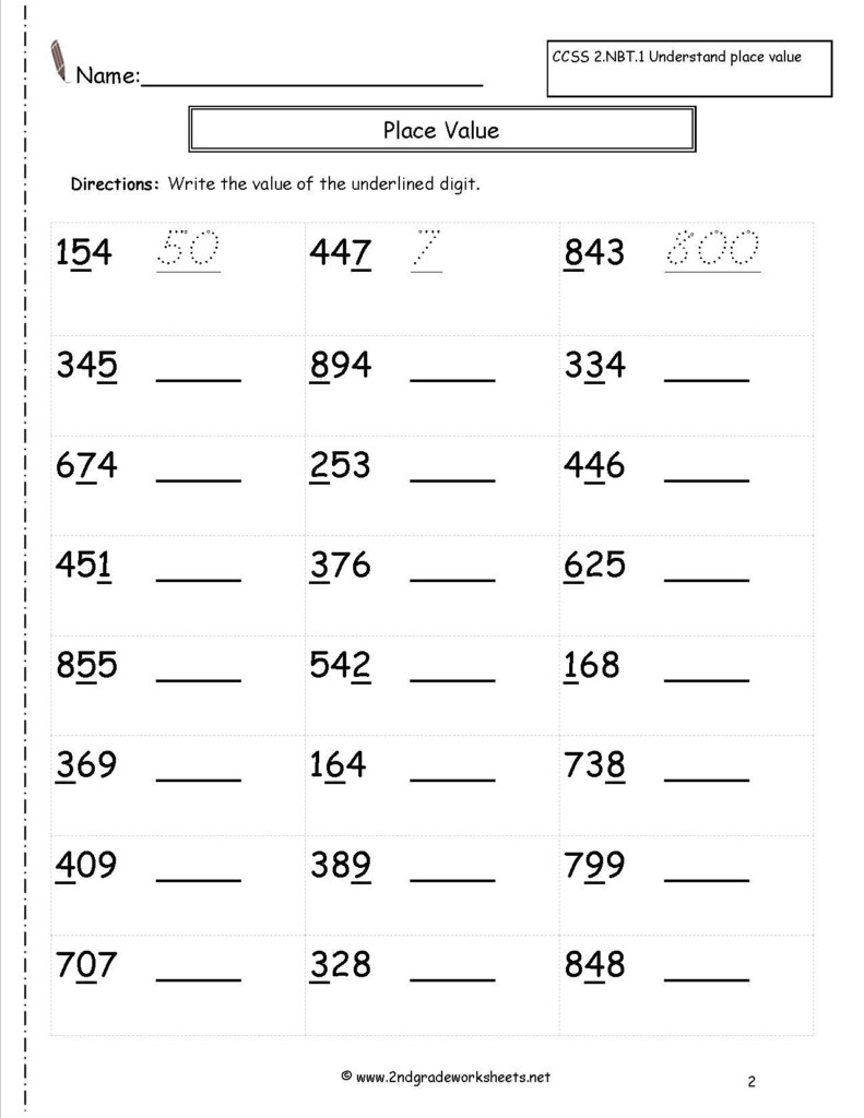Second Grade Place Value Worksheets 2nd Grade Math Worksheets Place 