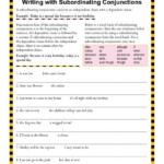 Subordinating Conjunctions Worksheets For Grade 3 Conjunction Worksheets