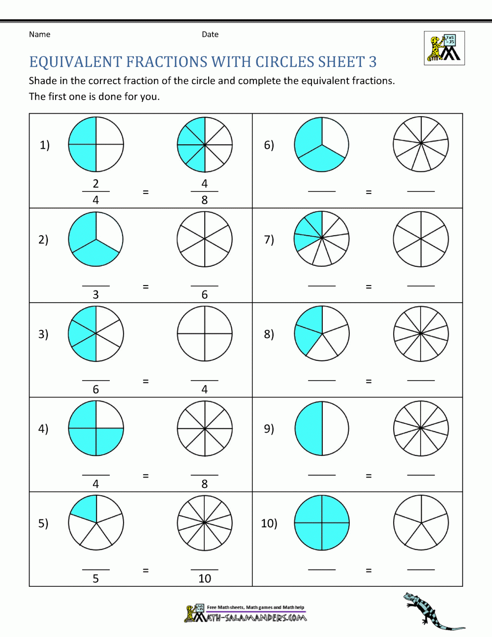 Worksheet Equivalent Fractions 3Rd Grade Equivalent Fractions 