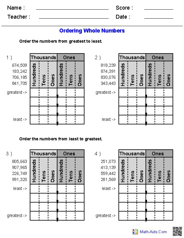 10 Comparing Numbers Worksheets 4th Grade ESL Worksheets Kids