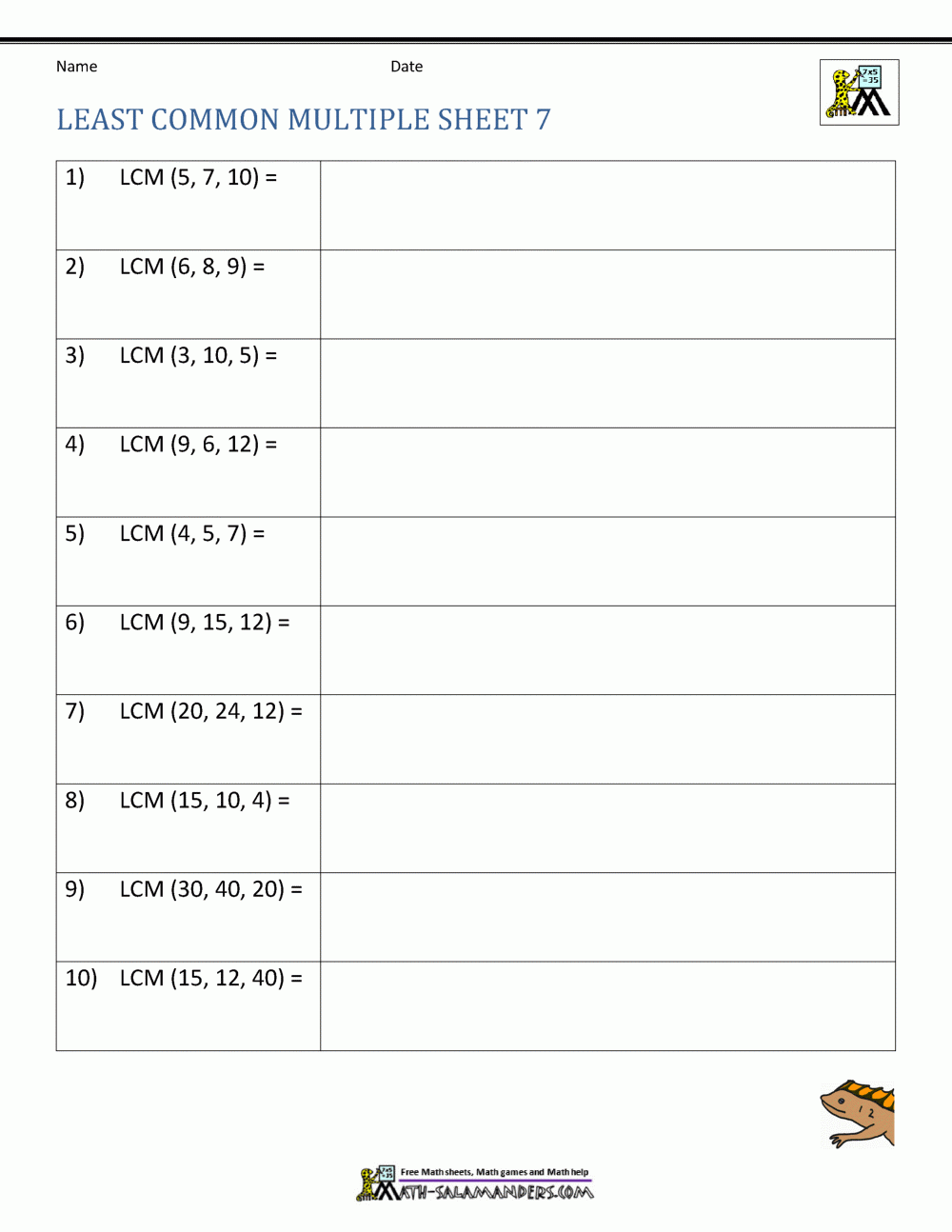 10 Lcm Worksheets With Answers Pdf