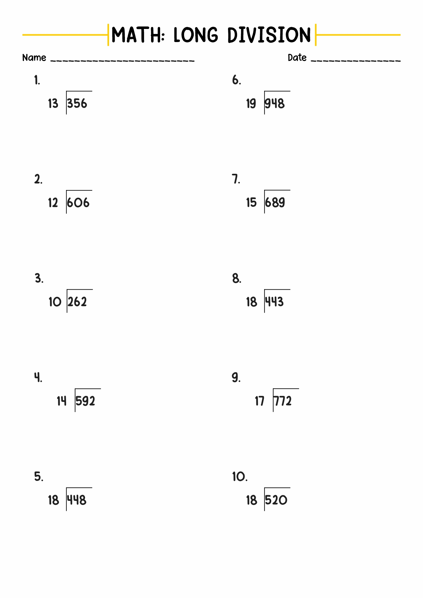 12 Long Division With Remainders Worksheets 4th Grade Worksheeto