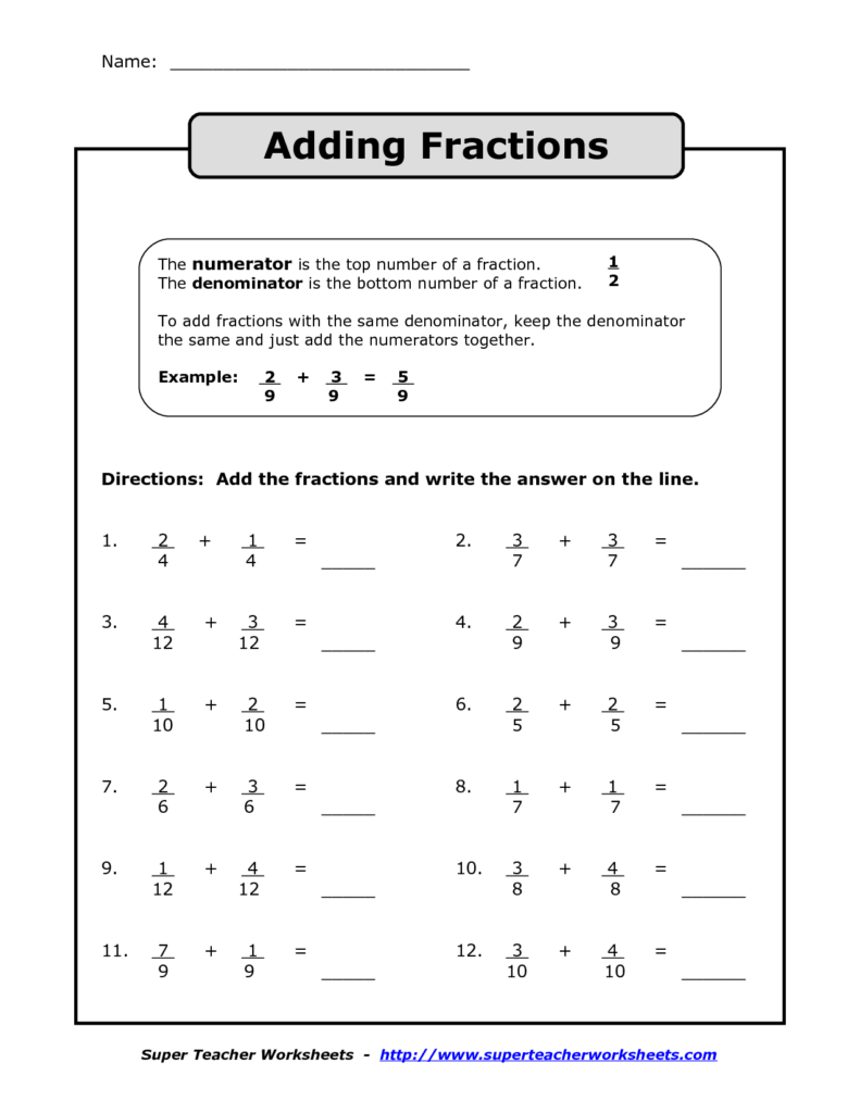 16 Add Fractions Worksheet Worksheeto