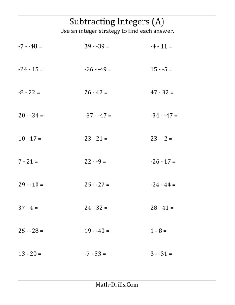 16 Best Images Of Adding Integers Worksheets 7th Grade With Answer Key 