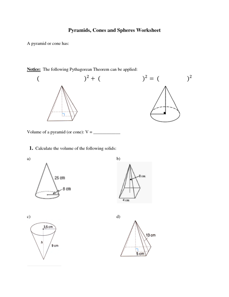 16 Best Images Of Cone Cylinder And Sphere Worksheet Worksheeto