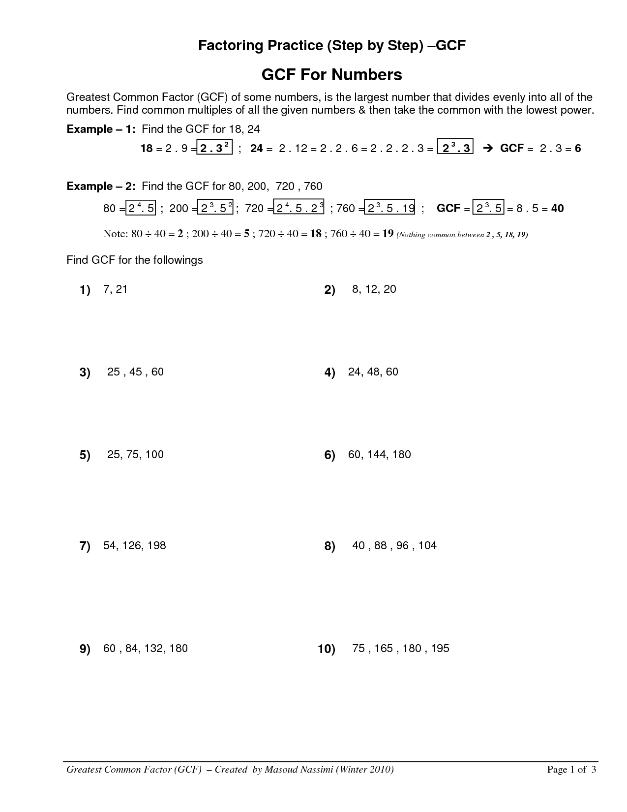 18 Factoring GCF Worksheet Worksheeto