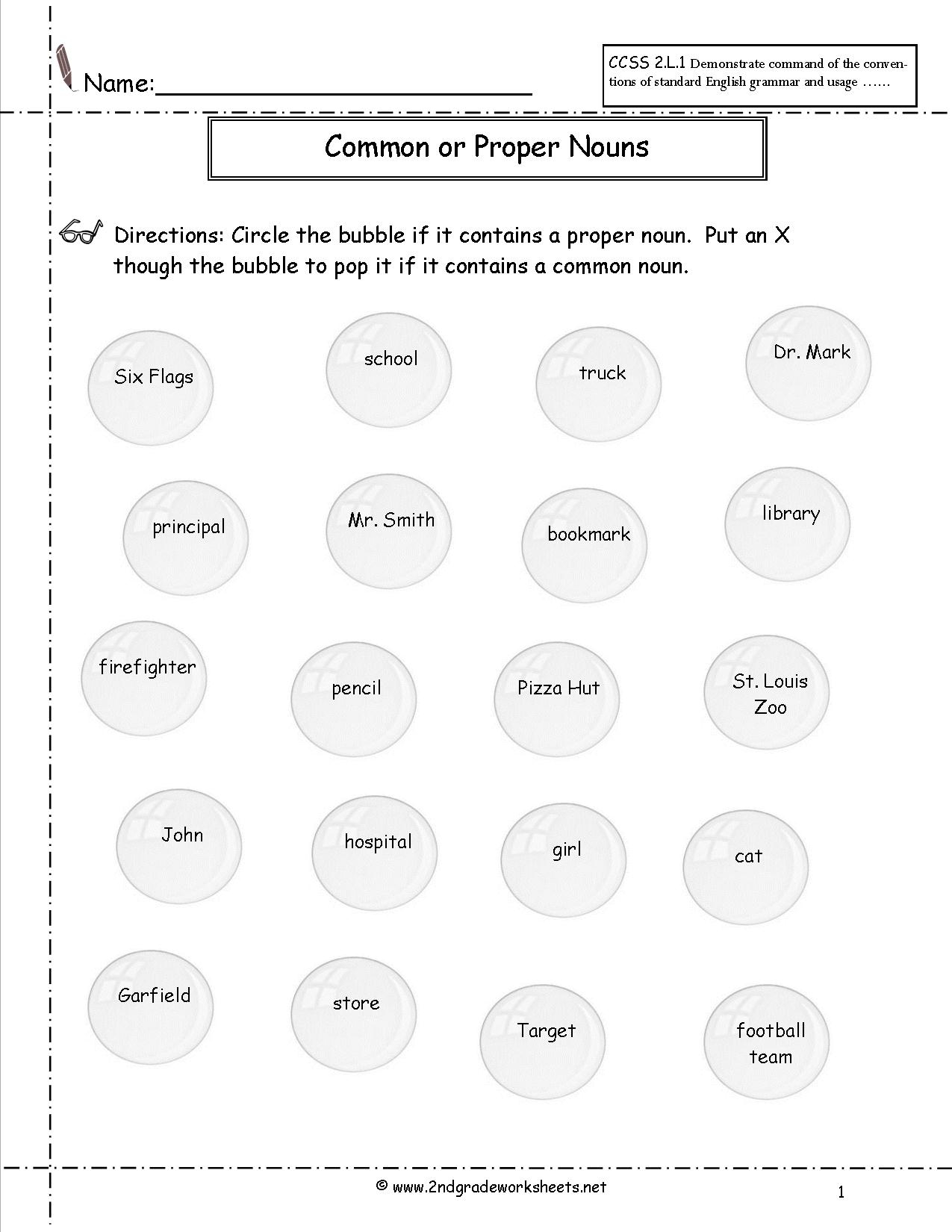 19 Proper Noun Worksheets Grade 1 Worksheeto