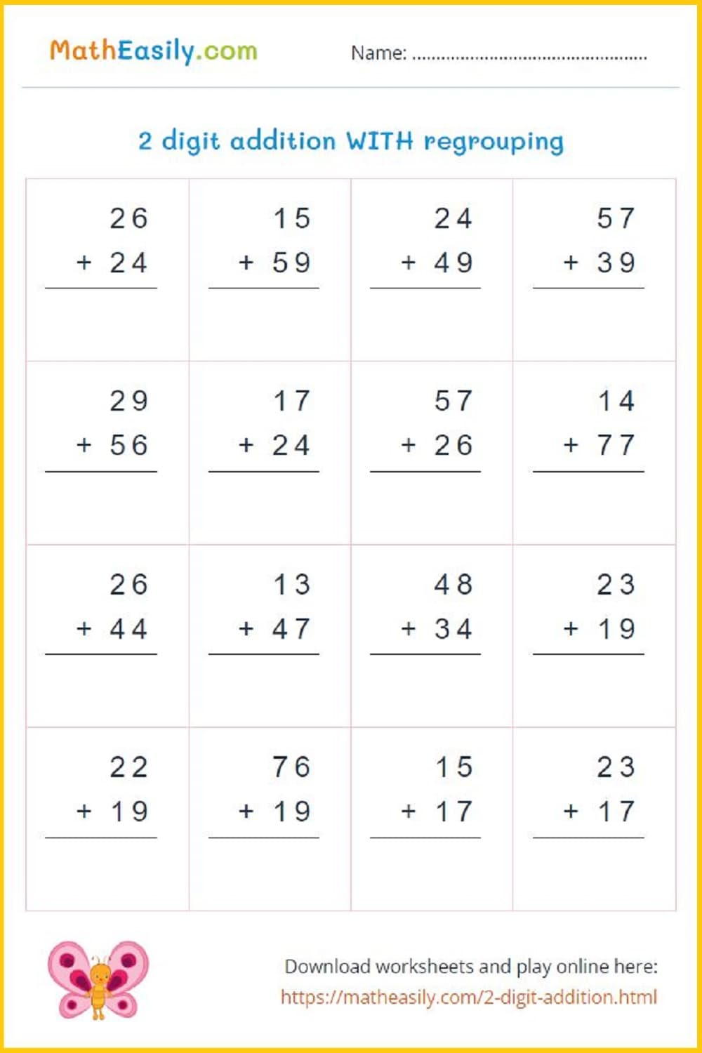 2 Digit Addition With Without Regrouping Games ONLINE