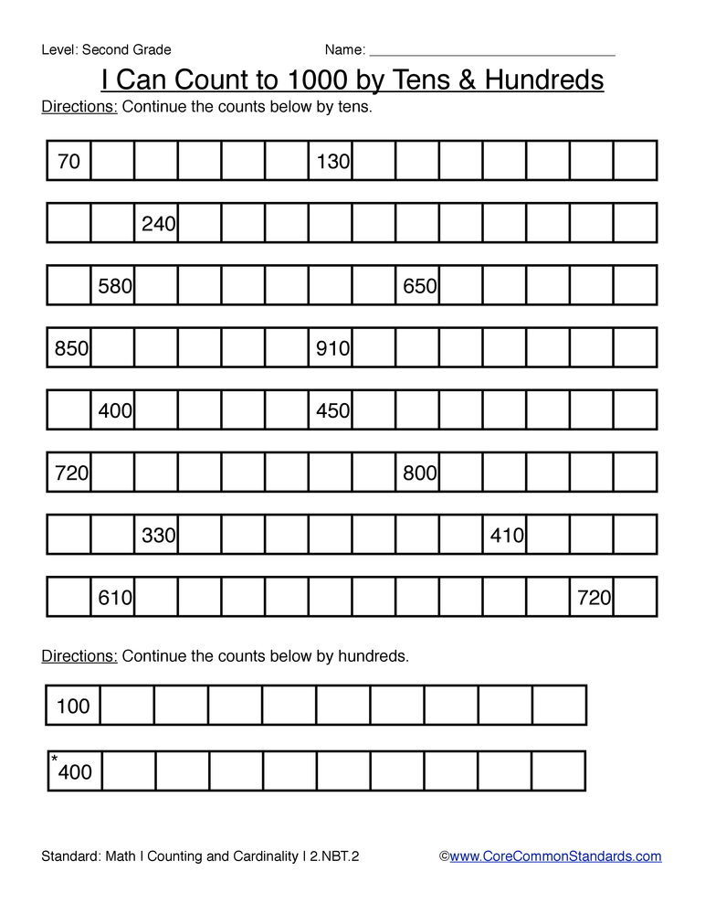 2 nbt 1 Worksheets