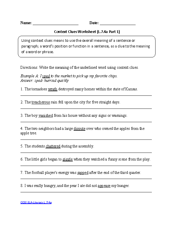 20 7Th Grade Ela Worksheets