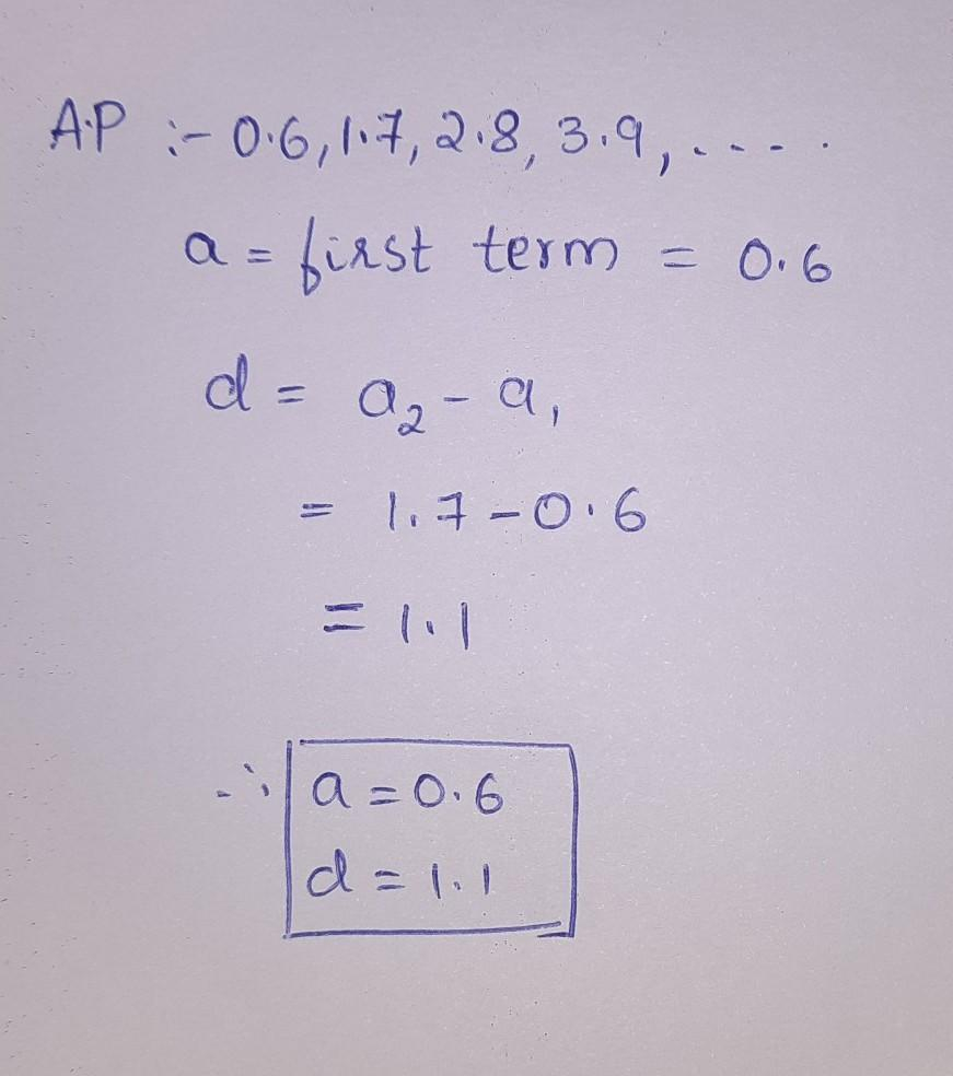 3 For The Following APs Write The First Term And The Common 