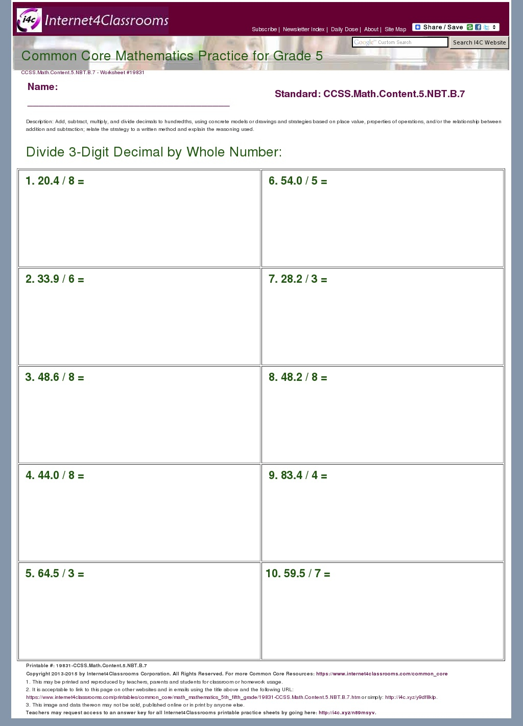 30 5 Nbt B 7 Worksheets