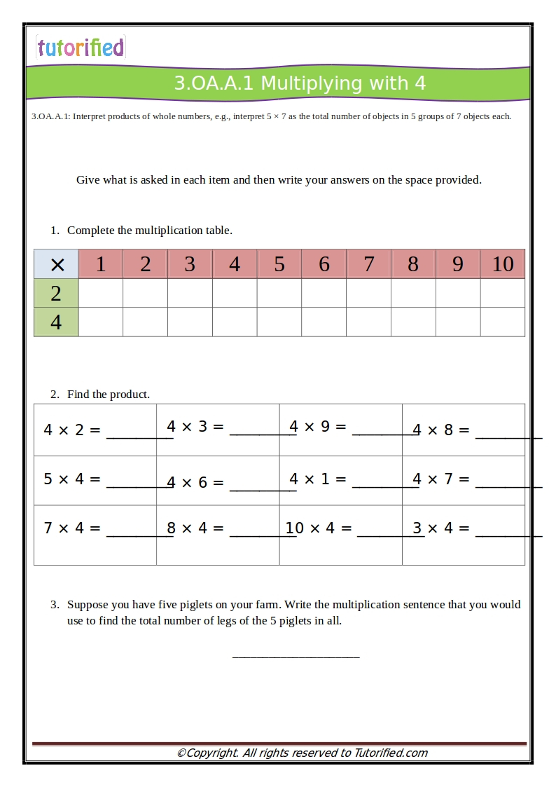 3rd Grade Common Core Math Worksheets