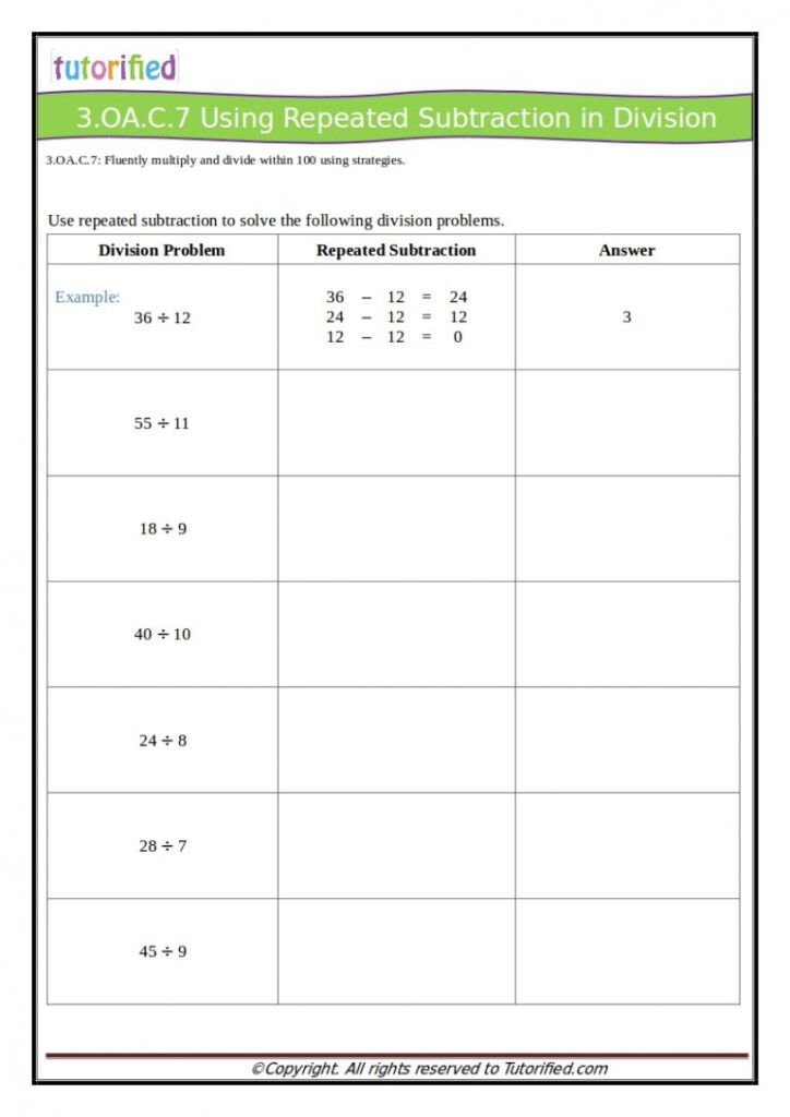 3rd Grade Multiplication Worksheets Find The Missing Number Grade 3 