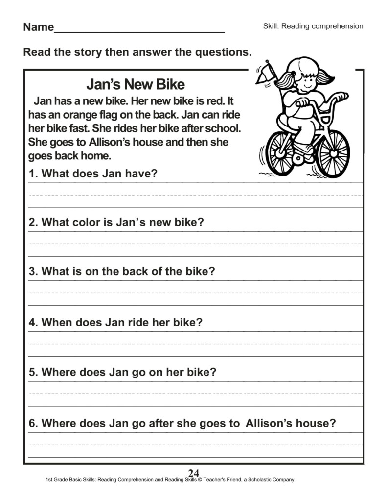 40 Scholastic 1st Grade Reading Comprehension Skills Worksheets 1st 
