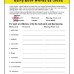 4th Grade Worksheets Word Root