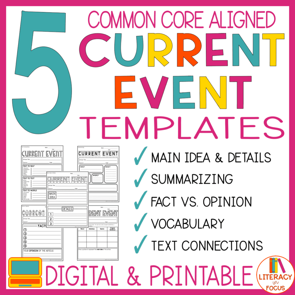 5 Different Common Core Current Event Templates Event Template Text 