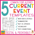 5 Different Common Core Current Event Templates Event Template Text