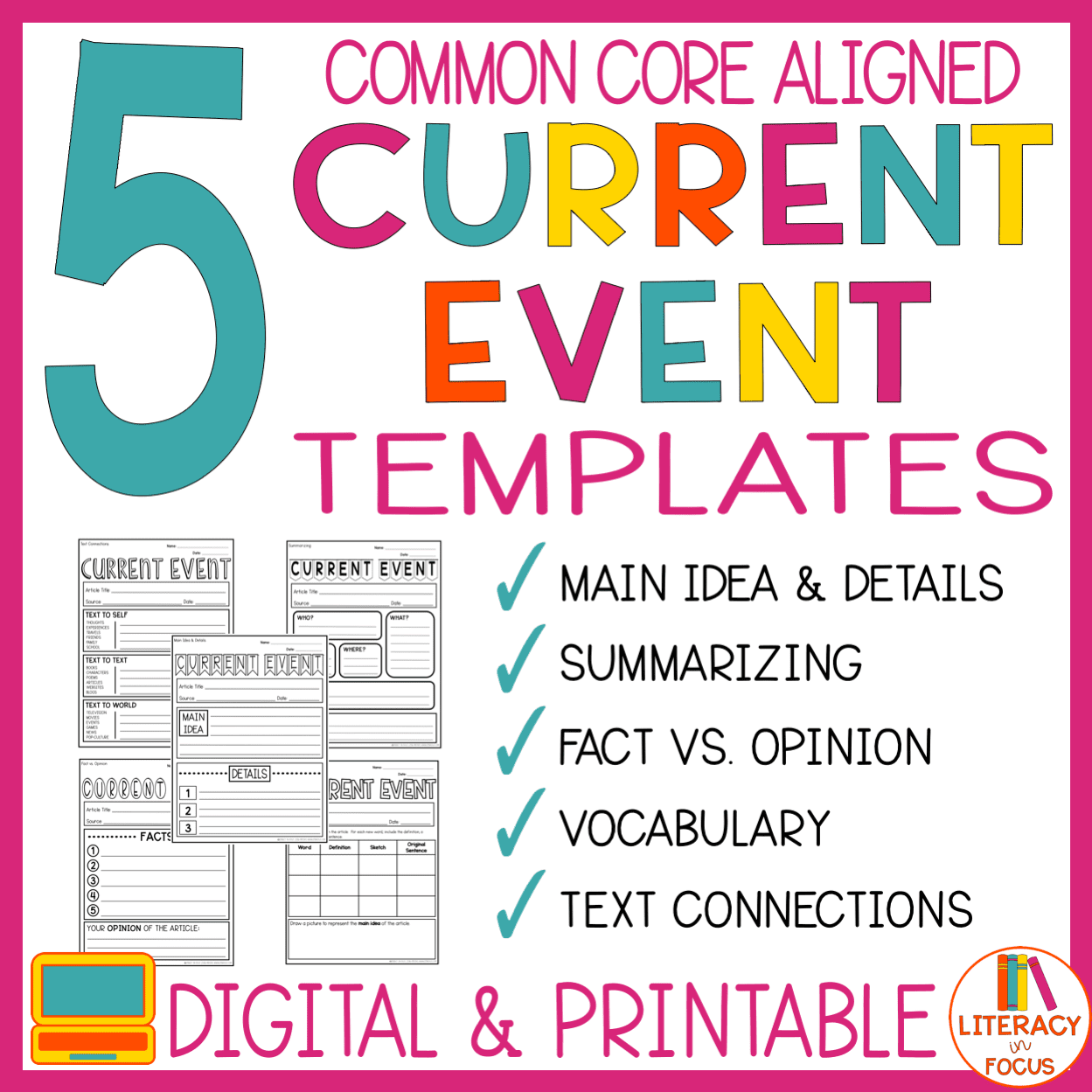 5 Different Common Core Current Event Templates Event Template Text 