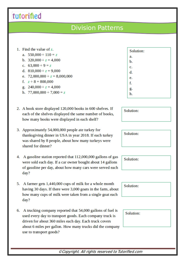 5Th Grade Common Core Math Worksheets