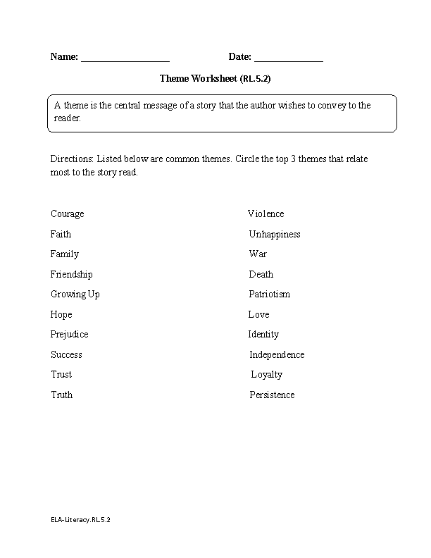 5th Grade Common Core Reading Literature Worksheets Reading 