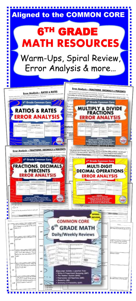 6TH Grade Math COMMON CORE Resources Including Daily weekly Warm ups 