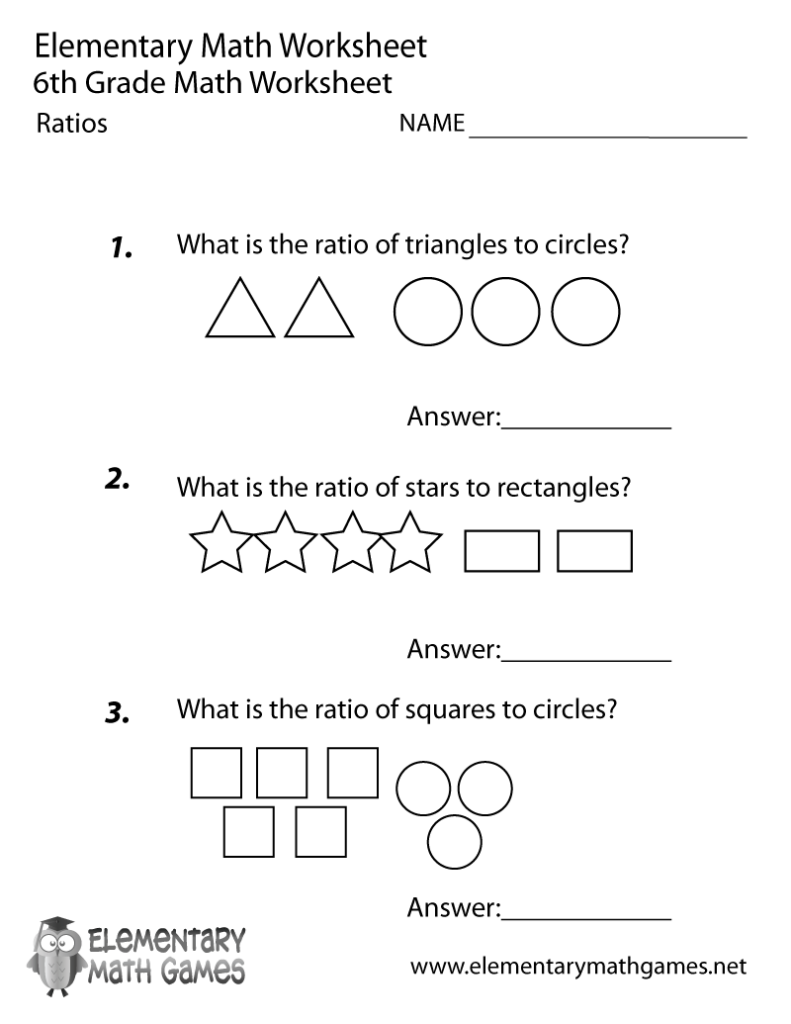 6Th Grade Math Worksheet Ratios