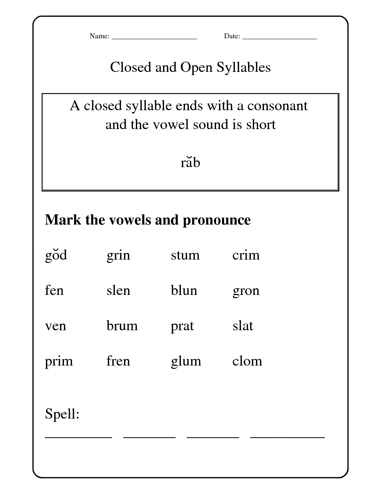 7 Open Syllable Worksheets Worksheeto