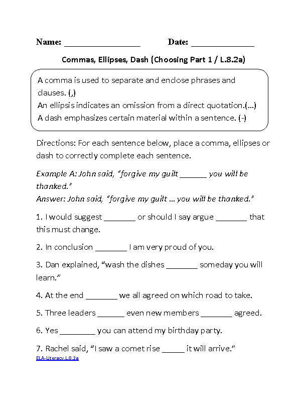 8th Grade Common Core Language Worksheets 2nd Grade Reading 