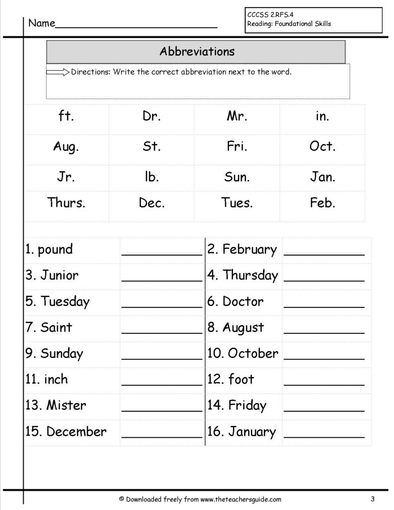 Abbreviations Worksheets Examples Definition For Kids Free 
