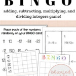 Add Subtract Multiply And Divide Negative Integers Activity BINGO