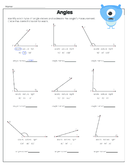Adding And Subtracting Angles 4th Grade Worksheets Mark Stevenson s 