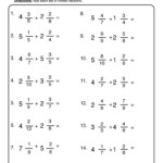 Adding Mixed Numbers Worksheet Worksheets Adding Mixed Numbers 2 In