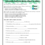 Affect Vs Effect Worksheet In 2020 With Images Commonly Confused Words