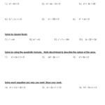Algebra Review Worksheet On Quadratics