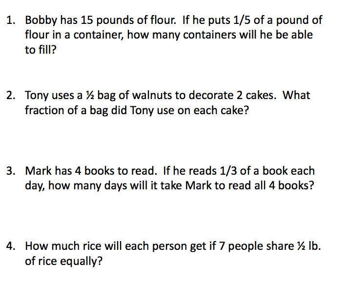 Application Based Question For Division With Fractions Fractions 