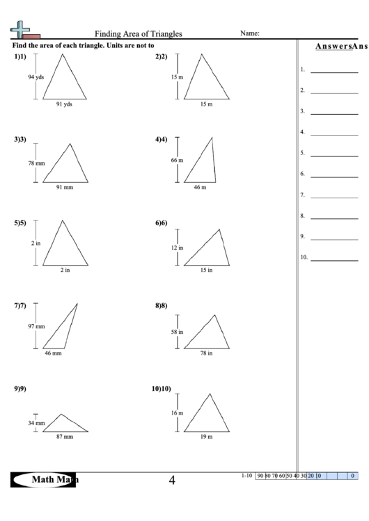 Area Of A Triangle Free Printable Worksheets Printable Templates