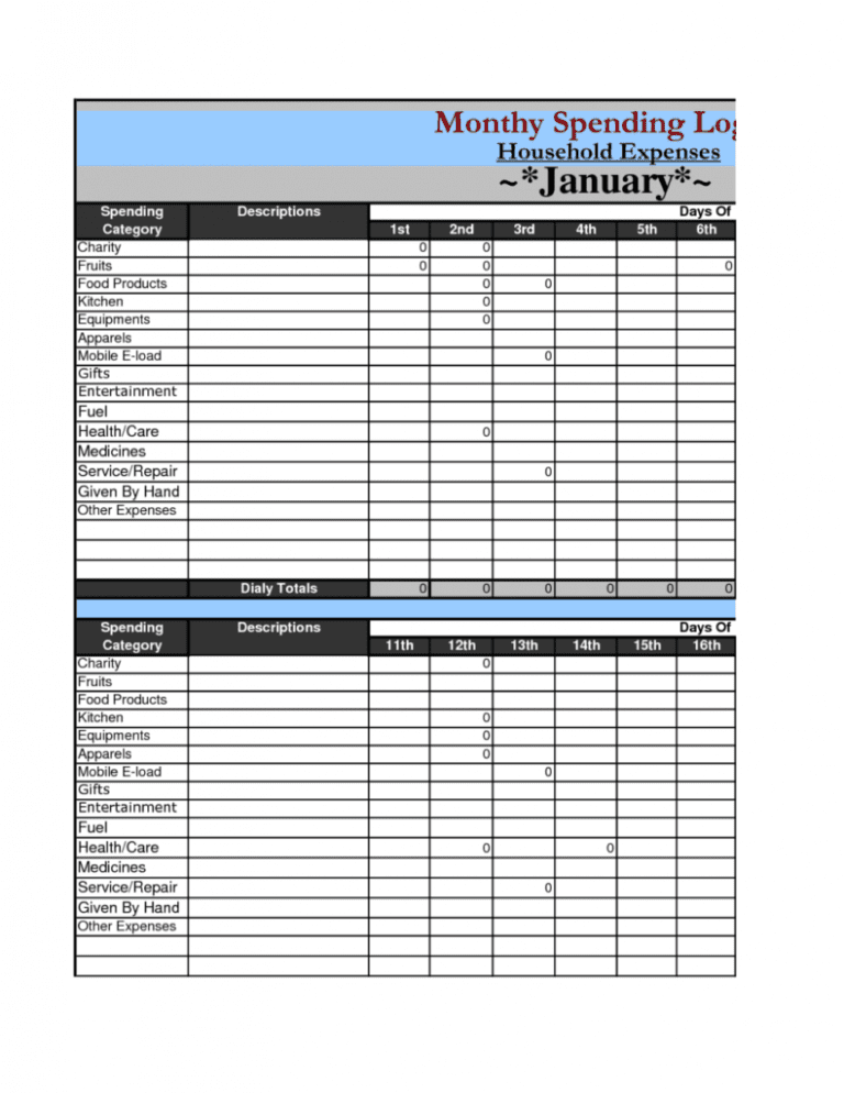 Business Tax Expense Worksheet