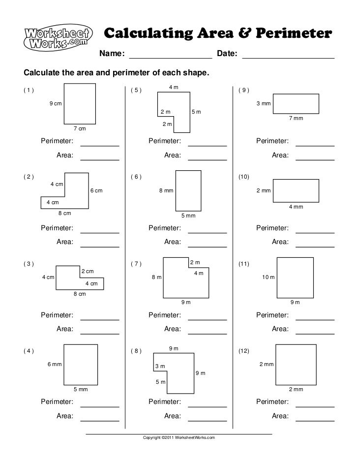 Calculating Area PerimeterA Name Area And Perimeter Area And