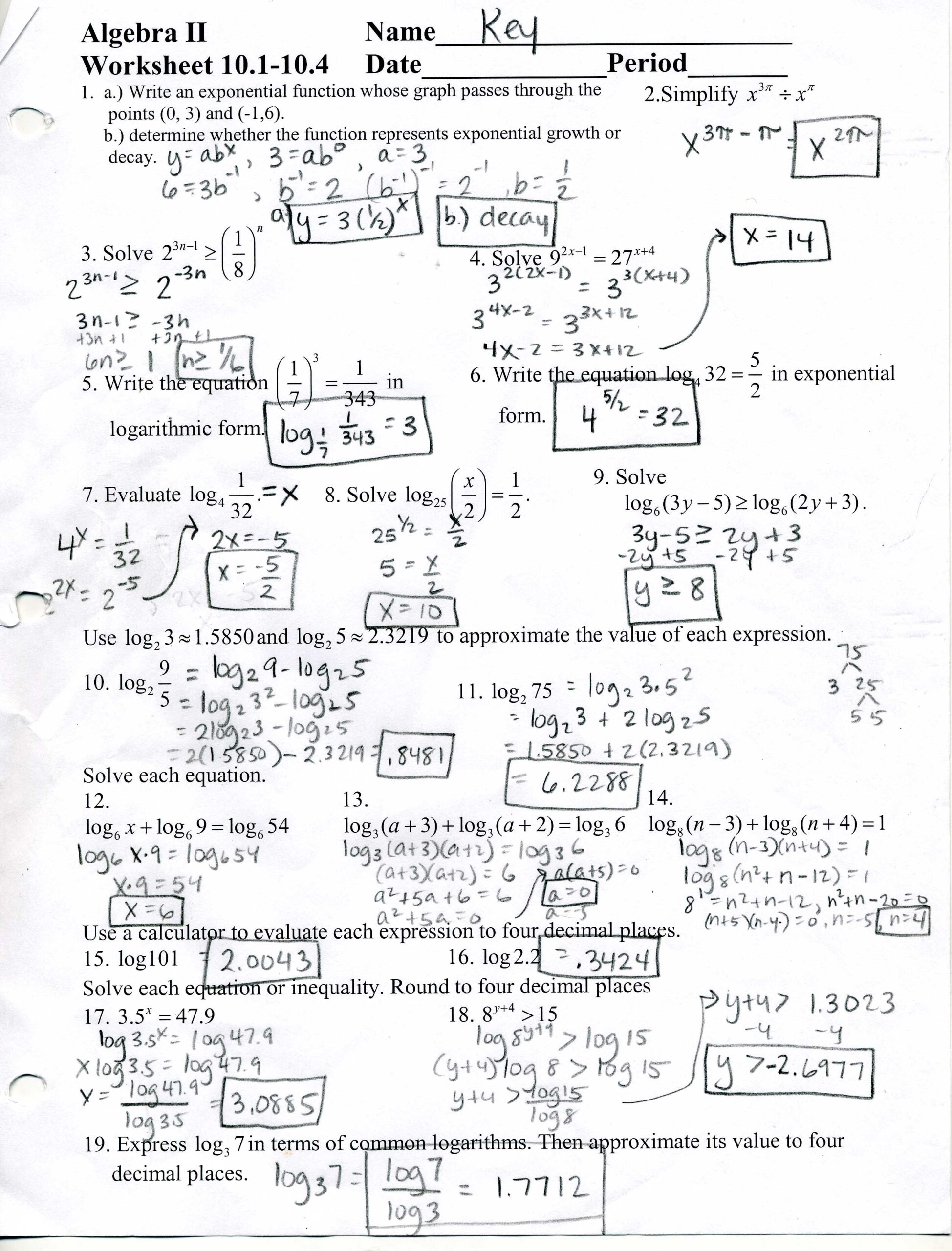 Carnegie Learning Answer Key Algebra 2