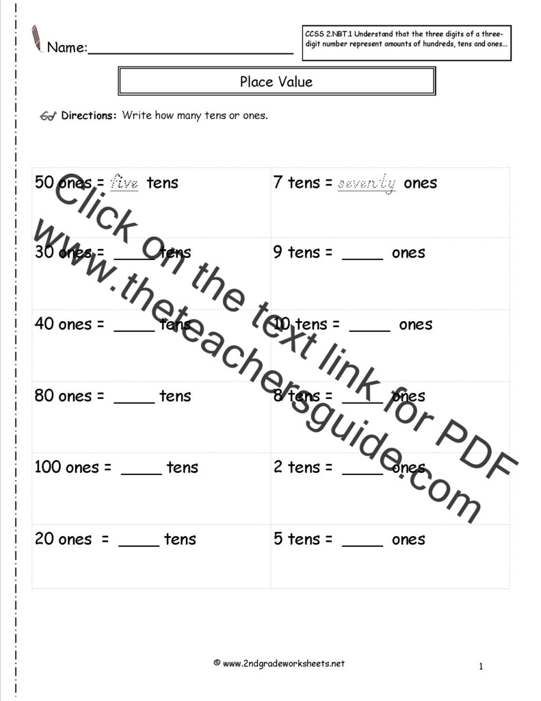 CCSS 2 NBT 1 Worksheets Place Value Worksheets 