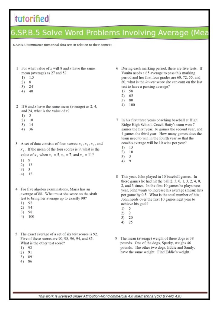 Ccss 6th Grade Math Worksheets Answer Key Math Worksheet Answers