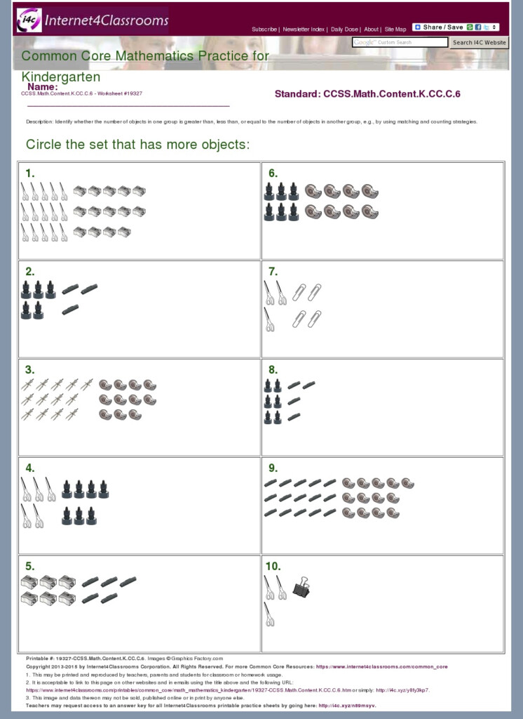 Ccss Kindergarten Math Kindergarten