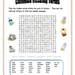 Common Cooking Terms School Worksheets Worksheets For Kids Cooking