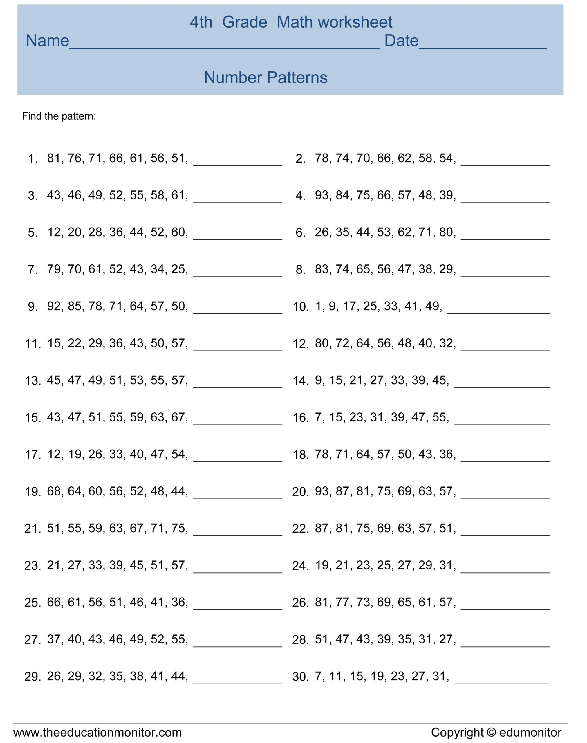 Common Core 4Th Grade Math Worksheets