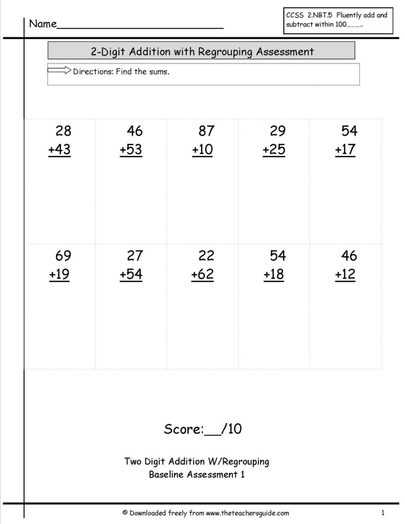 Common Core Adding Two Digit Numbers Place Value Worksheets 2022 