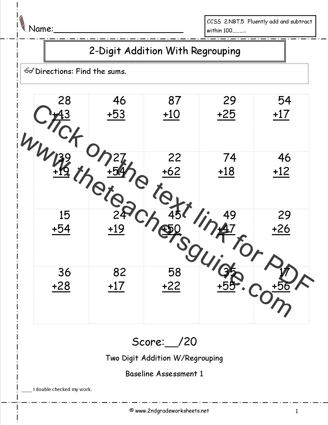 Common Core Addition With Regrouping Worksheets Common Core Worksheets
